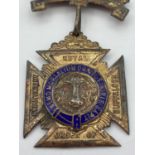 Vintage solid silver Masonic badge and ribbon showing Royal Antidiluvian order of the Buffaloes.