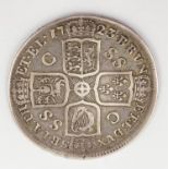 A 1723 George I Silver Half Crown Coin. Condition as per photos. 14.75g