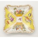 An Antique Meissen Plate with Floral Decoration and Couples Courting. Mark on base.