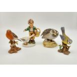Four Ceramic Bird Figurines. 2 x Maruri, One Friedel and One Aynsley.