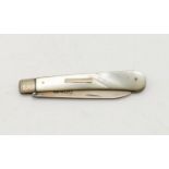 An Antique Fruit Knife. Hallmarked George Howson of Sheffield 1919. Mother of Pearl Handle. 55mm