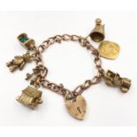 A 9K Yellow Gold Vintage Charm Bracelet. 20cm. 49g