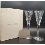 Pair of Jasper Conran Stuart Crystal Champagne Flutes. Unused, with box. 25cm tall