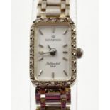 9CT WHITE GOLD DIAMOND SET SOVEREIGN LADIES WRIST WATCH WEIGHS 16.4G WITH NEW BATTERY FITTED AND