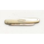 An Antique Fruit Knife. Hallmarked H.V. Pitney and Co. of Sheffield 1904. Mother of Pearl Handle.