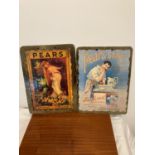 Set of 2 classic vintage PEARS SOAP advertising pictures recreated on slate.Beautifully reproduced