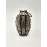 A WWI 1915 Inert Mills Hand Grenade. Classic design. Grooved cast iron pineapple shape, hand