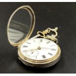 An Antique Silver Pocket Watch with Key. Hallmarks for London and E H casemakers. Dial 40mm. As