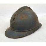 WW1 French Mle 15 Casque De Adrien Helmet, No Liner with Engineers Insignia.