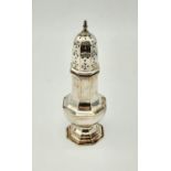 A Vintage Mappin and Webb Sugar Shaker. Prince's Silver plate. 17cm tall.