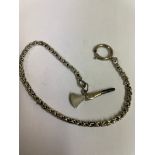 Silver pocket watch key and chain