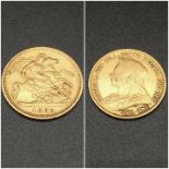 A 22k Gold Half Sovereign - Dated 1893.