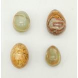 Four Different Coloured Agate Crystal Eggs. Biggest egg crystal - 7cm length.