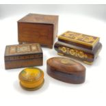 A COLLECTION OF 5 DIFFERANT SIZED WOODEN BOXES