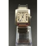 A Cartier Tank Francaise Automatic Stainless Steel Unisex Watch. Stainless steel strap and case - 28