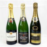 3 Bottles of Champagne (750ml). To Include: Lanson Black Label, Beaumet and Tattinger - All Brut.