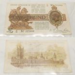 A 1920s Fisher Great Britain and Norther Ireland One Pound Banknote. Good condition. Comes in a