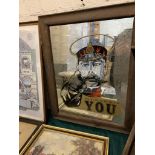 A MIRROR MADE POPULAR IN THE 1960'S WITH "YOUR COUNTRY NEEDS YOU" AND LORD KITCHENER PRINTED ON