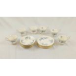 A Royal Albert Blue Blossom Set of: 6 teacups and saucers and 6 side plates. Good condition but A/F.