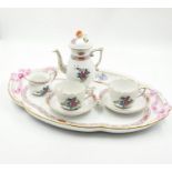 A Beautiful Herend Hungary Porcelain Cabaret Set. Comprising of: Coffee pot, a cream jug and two
