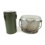 A MILITARY FIELD KITCHEN COOKING POT NUMBERED J2\7380-99-127 PLUS A MILITARY FIELD VACUUM FLASK