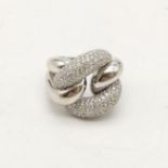 An 18K White Gold Twist Design Ring with over 2 carats of Diamonds. Size N. 23.1g