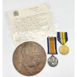 WW1 Death Plaque and Medal Duo to: 1446 Pte A.Evans of 8th Div of the Army Cyclist Corps. Died