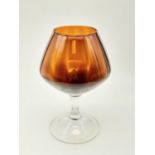 A late 1960's Italian Huge Amber Cognac Glass. 25cm tall. Greta condition for age .