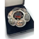 Large vintage SCOTTISH SILVER Arts and crafts brooch,having large centre Gemstone with multi Agate