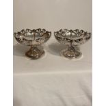 Antique SILVER pair of bonbon dishes from the ART DECO period in tazza style,Having trumpet base
