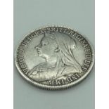 SILVER FLORIN 1899 Queen Victoria veiled head and showing three shields above date ,extra fine/