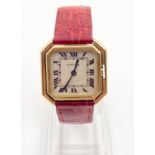 A Vintage Cartier Paris Ceinture Ladies Watch. 18K gold case - 25mm. White dial. Manual wind. Red