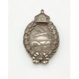 WW1 Imperial German Silver Pilots Badge. Hallmarked .800 with a crescent moon and crown.