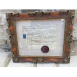 The Title of His Lordship/Barony of Bosbury, Herefordshire. Issued with a framed vellum deed. This