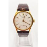 A Vintage Patek Phillipe Calatrava Gents Gold watch. 18k Gold case - 28mm. Leather strap. White
