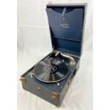 WW2 Era Gramophone with RAF wings painted on the lid. Works well.