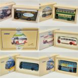 Six Corgi Die Cast Model Trucks and Buses. As new, in original boxes.