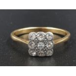18K YELLOW GOLD DIAMOND CLUSTER RING 2.3G 0.20CT SIZE N