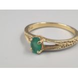 18K YELLOW GOLD OVAL EMERALD SOLITAIRE RING 3.2G 0.50CT SIZE R