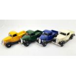 A Set of 4 Superior Ford Pick Up Truck Diecast Toy from 1937. All different colours. As new, in
