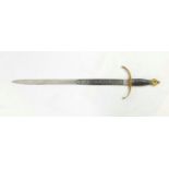 VERY GOOD CONDITION SPANISH TOLEDO TEMPLAR STYLE SWORD WITH DECORATIVE ETCHED BLADE BRASS KNUCKLE