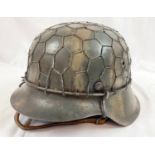 WW2 German M42 Helmet in Normandy Camouflage and Chicken Wire Netting