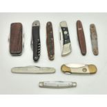 A Selection of Nine Vintage Penknives.