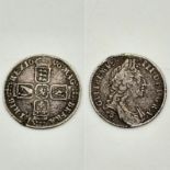 A 1696 William III Silver Shilling Coin. 5.75g Condition as per photos.