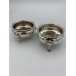 Antique pair of SILVER SALTS having hallmark for CHARLES Stuart Harris, London 1890. 91 grams.