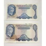 Two 1950s Bank of England Five Pound Notes. Uncirculated. Both come in protective plastic wallets.