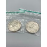 Pair of uncirculated World War II silver Florins 1942.Incredible condition with no shading.