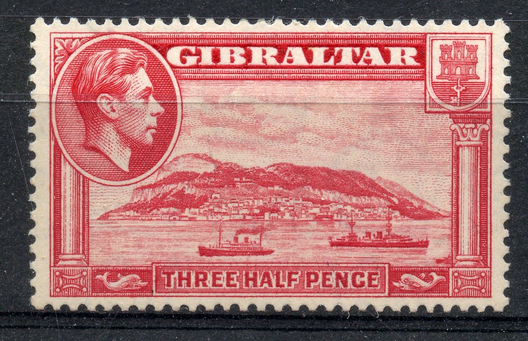 GIBRALTAR 1938 - 51 1½d carmine perf 13½ mint. SG 123a. Cat £275.