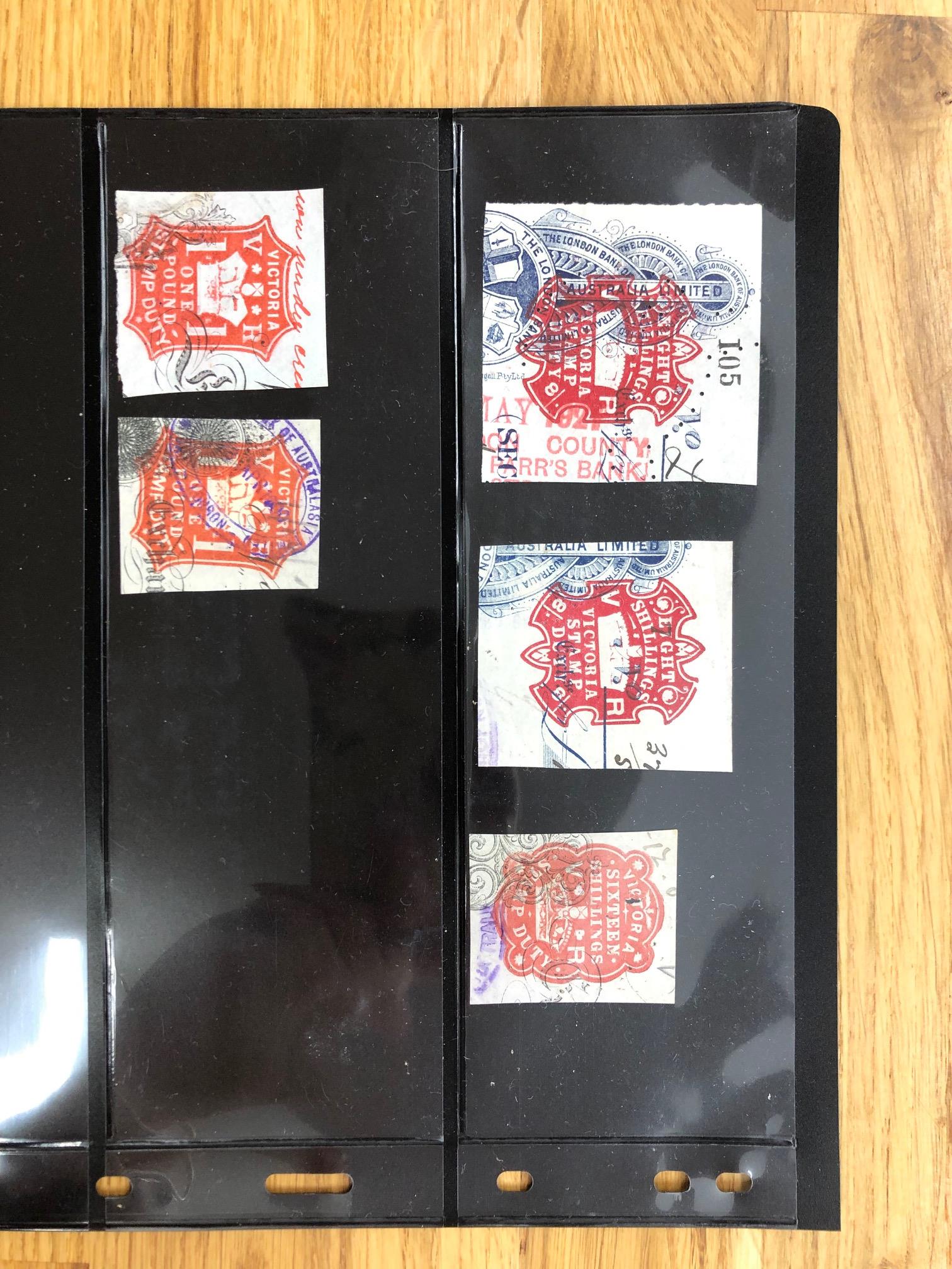 REVENUES selection of Embossed Duty stamps on stock page, all QV and with values to £1.