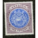 ANTIGUA 1903 1/- blue and dull purple on ord paper mint. SG 37. Cat £55.